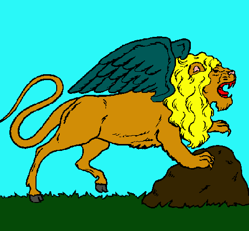 Dibujo León alado pintado por assecino