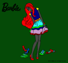 Dibujo Barbie y su colección de zapatos pintado por luque
