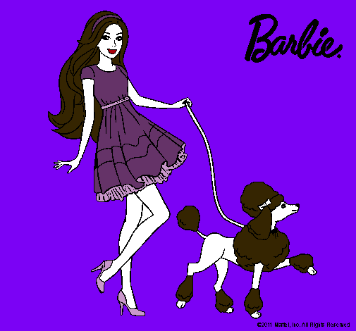 Dibujo Barbie paseando a su mascota pintado por vlentinita