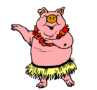 Dibujo Cerdo hawaiano pintado por breiner