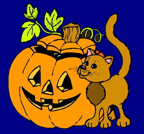 Calabaza y gato