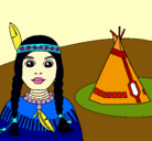 Dibujo India y tepee pintado por maiuu