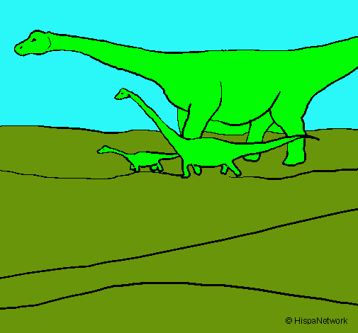 Dibujo Familia de Braquiosaurios pintado por BLAKE