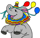 Dibujo Elefante con 3 globos pintado por elefante