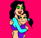 Dibujo Madre e hija abrazadas pintado por CAJETA
