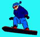 Dibujo Snowboard pintado por peluche