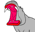 Dibujo Hipopótamo con la boca abierta pintado por gino