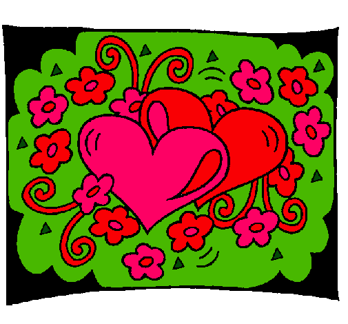 Dibujo de Corazones y flores pintado por Rosas en  el día  15-07-11 a las 00:14:18. Imprime, pinta o colorea tus propios dibujos!