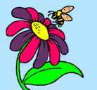 Dibujo Margarita con abeja pintado por josee