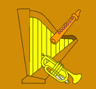 Dibujo Arpa, flauta y trompeta pintado por fercharivera