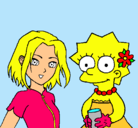 Dibujo Sakura y Lisa pintado por mishel