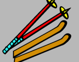 Dibujo Palos de esquí pintado por sobre 