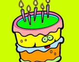 Dibujo Pastel de cumpleaños 2 pintado por torta