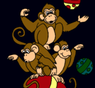 Dibujo Monos haciendo malabares pintado por dogi