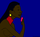 Dibujo Mujer protegiendose la piel pintado por ISA200