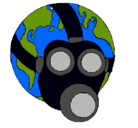 Dibujo Tierra con máscara de gas pintado por RoOXI