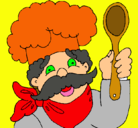 Dibujo Chef con bigote pintado por imno