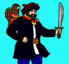 Dibujo Pirata con un loro pintado por yadira12