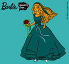 Dibujo Barbie vestida de novia pintado por png7