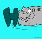 Dibujo Hipopótamo pintado por jani