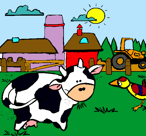 Vaca en la granja