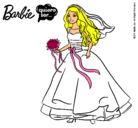 Dibujo Barbie vestida de novia pintado por vanetxu