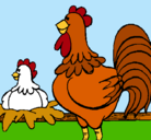 Dibujo Gallo y gallina pintado por yazxura