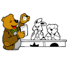 Dibujo Profesor oso y sus alumnos pintado por taghfgdhfgdf