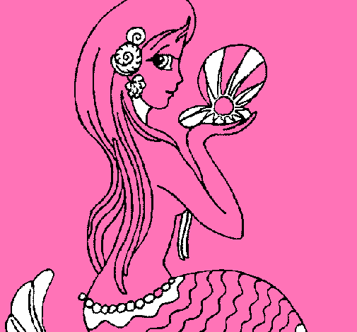 Dibujo Sirena y perla pintado por juliepa