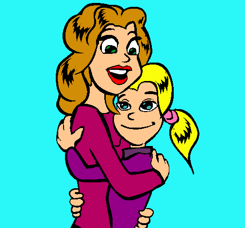 Dibujo Madre e hija abrazadas pintado por vanesuka