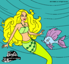 Dibujo Barbie sirena con su amiga pez pintado por liborytmma