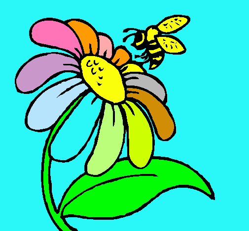 Dibujo Margarita con abeja pintado por marianagpe
