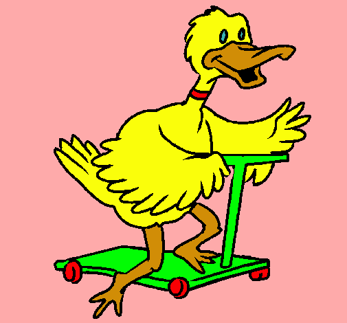 Pato en patinete