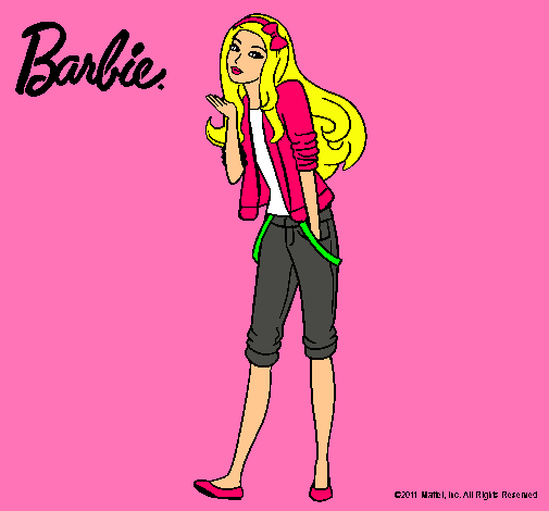Dibujo Barbie con look casual pintado por que_importa