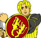 Dibujo Caballero con escudo de león pintado por danielsan