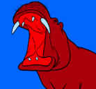 Dibujo Hipopótamo con la boca abierta pintado por mayw