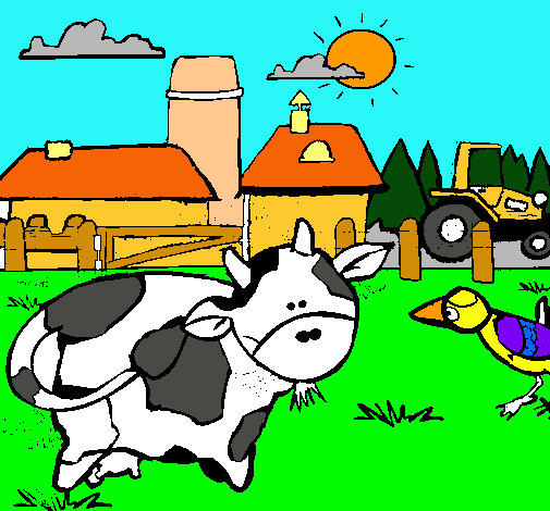 Vaca en la granja