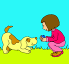 Dibujo Niña y perro jugando pintado por Luised