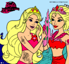 Dibujo Barbie se despiede de la reina sirena pintado por nashely
