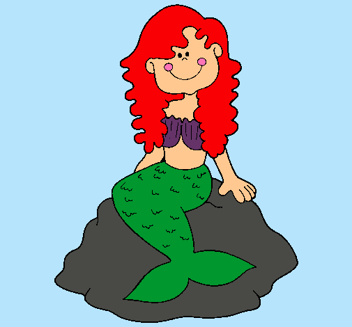 Dibujo Sirena sentada en una roca pintado por que_importa
