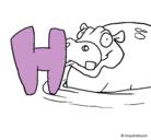 Dibujo Hipopótamo pintado por liney