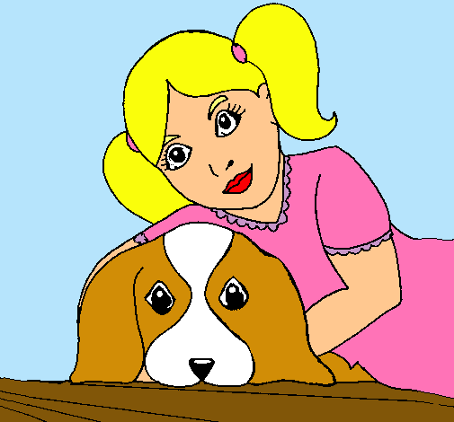 Dibujo Niña abrazando a su perro pintado por srtashiqqa