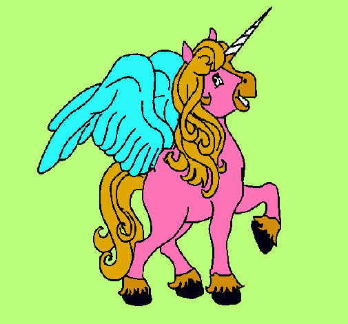 Dibujo Unicornio con alas pintado por samita