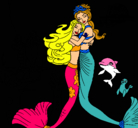 Dibujo Barbie sirena y la reina sirena pintado por Saara07