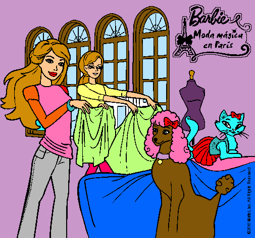 Barbie y su amiga mirando ropa