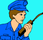 Dibujo Policía con el walkie pintado por juliette