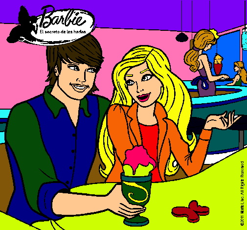 Dibujo Barbie y su amigo en la heladería pintado por ISA200