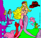 Dibujo Barbie sirena y la reina sirena pintado por escorpio