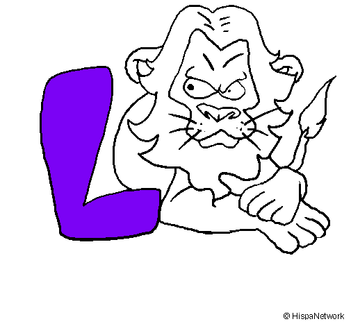 Dibujo León pintado por liney