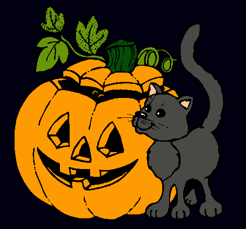 Calabaza y gato